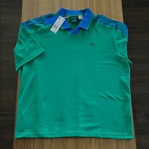 Adidas Green and Blue Polo Shirt